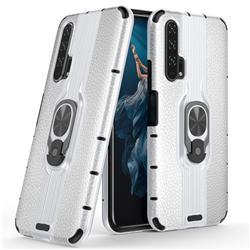 Alita Battle Angel Armor Metal Ring Grip Shockproof Dual Layer Rugged Hard Cover for Huawei Honor 20 Pro - Silver