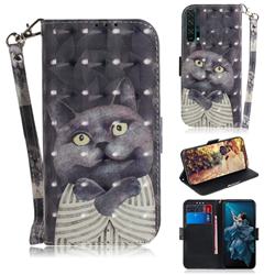 Cat Embrace 3D Painted Leather Wallet Phone Case for Huawei Honor 20 Pro
