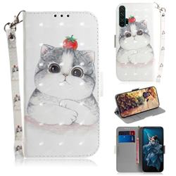 Cute Tomato Cat 3D Painted Leather Wallet Phone Case for Huawei Honor 20 Pro