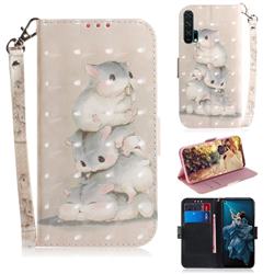 Three Squirrels 3D Painted Leather Wallet Phone Case for Huawei Honor 20 Pro