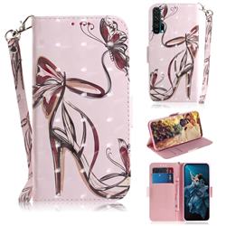 Butterfly High Heels 3D Painted Leather Wallet Phone Case for Huawei Honor 20 Pro