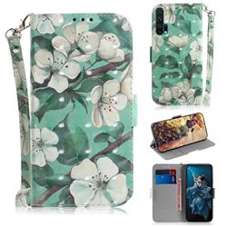 Watercolor Flower 3D Painted Leather Wallet Phone Case for Huawei Honor 20 Pro