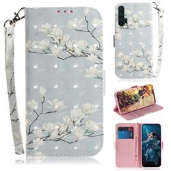 Magnolia Flower 3D Painted Leather Wallet Phone Case for Huawei Honor 20 Pro
