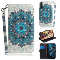 Peacock Mandala 3D Painted Leather Wallet Phone Case for Huawei Honor 20 Pro
