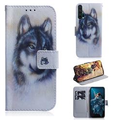 Snow Wolf PU Leather Wallet Case for Huawei Honor 20 Pro