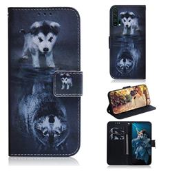 Wolf and Dog PU Leather Wallet Case for Huawei Honor 20 Pro