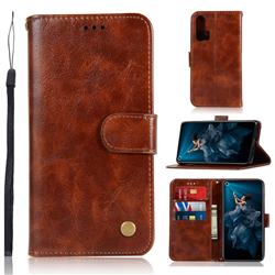 Luxury Retro Leather Wallet Case for Huawei Honor 20 Pro - Brown