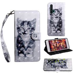 Smiley Cat 3D Painted Leather Wallet Case for Huawei Honor 20 Pro