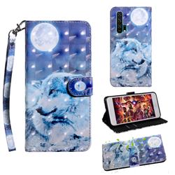 Moon Wolf 3D Painted Leather Wallet Case for Huawei Honor 20 Pro