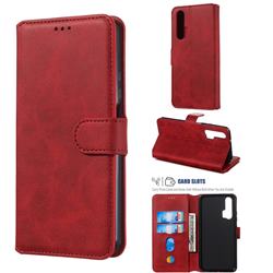 Retro Calf Matte Leather Wallet Phone Case for Huawei Honor 20 Pro - Red