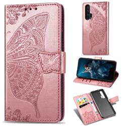 Embossing Mandala Flower Butterfly Leather Wallet Case for Huawei Honor 20 Pro - Rose Gold