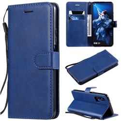 Retro Greek Classic Smooth PU Leather Wallet Phone Case for Huawei Honor 20 Pro - Blue