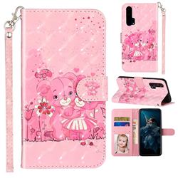 Pink Bear 3D Leather Phone Holster Wallet Case for Huawei Honor 20 Pro