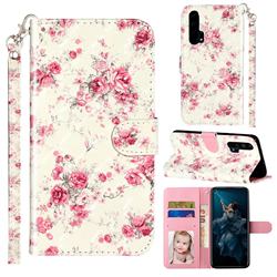 Rambler Rose Flower 3D Leather Phone Holster Wallet Case for Huawei Honor 20 Pro