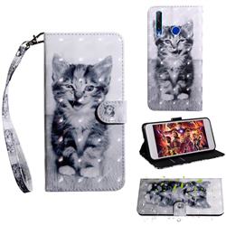 Smiley Cat 3D Painted Leather Wallet Case for Huawei Honor 20i