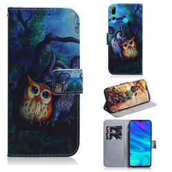 Oil Painting Owl PU Leather Wallet Case for Huawei Honor 20i