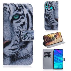 White Tiger PU Leather Wallet Case for Huawei Honor 20i
