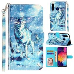 Snow Wolf 3D Leather Phone Holster Wallet Case for Huawei Honor 20i