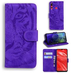 Intricate Embossing Tiger Face Leather Wallet Case for Huawei Honor 20i - Purple