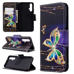 Golden Shining Butterfly Leather Wallet Case for Huawei Honor 20s