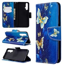 Golden Butterflies Leather Wallet Case for Huawei Honor 20s