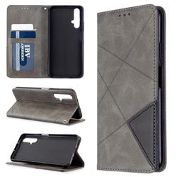Prismatic Slim Magnetic Sucking Stitching Wallet Flip Cover for Huawei Honor 20s - Gray