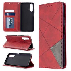 Prismatic Slim Magnetic Sucking Stitching Wallet Flip Cover for Huawei Honor 20s - Red