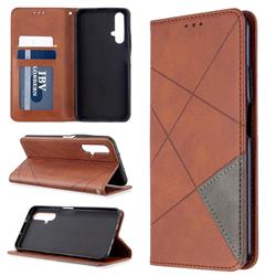 Prismatic Slim Magnetic Sucking Stitching Wallet Flip Cover for Huawei Honor 20s - Brown
