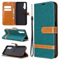 Jeans Cowboy Denim Leather Wallet Case for Huawei Honor 20s - Green