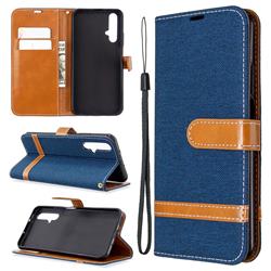 Jeans Cowboy Denim Leather Wallet Case for Huawei Honor 20s - Dark Blue