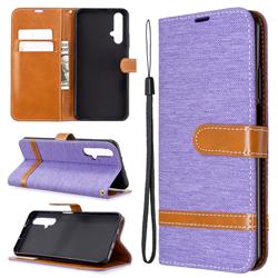Jeans Cowboy Denim Leather Wallet Case for Huawei Honor 20s - Purple