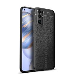Luxury Auto Focus Litchi Texture Silicone TPU Back Cover for Huawei Honor 30 - Black