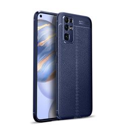 Luxury Auto Focus Litchi Texture Silicone TPU Back Cover for Huawei Honor 30 - Dark Blue