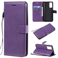 Retro Greek Classic Smooth PU Leather Wallet Phone Case for Huawei Honor 30 - Purple