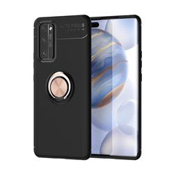 Auto Focus Invisible Ring Holder Soft Phone Case for Huawei Honor 30 Pro - Black Gold
