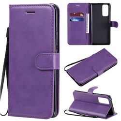 Retro Greek Classic Smooth PU Leather Wallet Phone Case for Huawei Honor 30 Pro - Purple