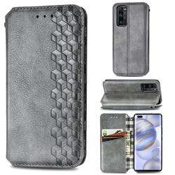 Ultra Slim Fashion Business Card Magnetic Automatic Suction Leather Flip Cover for Huawei Honor 30 Pro - Grey