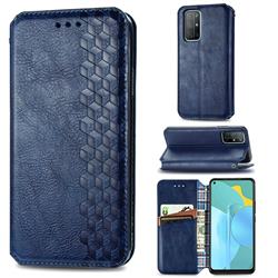 Ultra Slim Fashion Business Card Magnetic Automatic Suction Leather Flip Cover for Huawei Honor 30s - Dark Blue