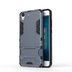 Armor Premium Tactical Grip Kickstand Shockproof Dual Layer Rugged Hard Cover for Huawei Honor 5A - Navy