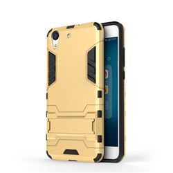 Armor Premium Tactical Grip Kickstand Shockproof Dual Layer Rugged Hard Cover for Huawei Honor 5A - Golden