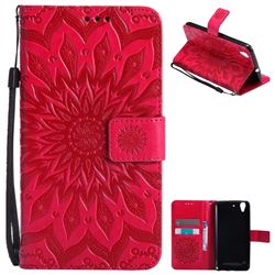 Embossing Sunflower Leather Wallet Case for Huawei Honor 5A - Red