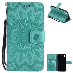 Embossing Sunflower Leather Wallet Case for Huawei Honor 5A - Green