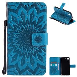 Embossing Sunflower Leather Wallet Case for Huawei Honor 5A - Blue