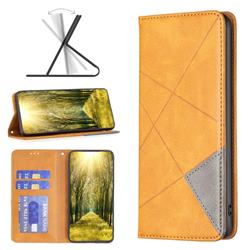 Prismatic Slim Magnetic Sucking Stitching Wallet Flip Cover for Huawei Honor 60 - Yellow
