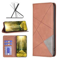 Prismatic Slim Magnetic Sucking Stitching Wallet Flip Cover for Huawei Honor 60 Pro - Brown