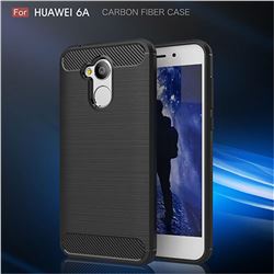 Luxury Carbon Fiber Brushed Wire Drawing Silicone TPU Back Cover for Huawei Honor 6A (Black)
