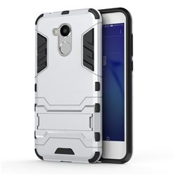 Armor Premium Tactical Grip Kickstand Shockproof Dual Layer Rugged Hard Cover for Huawei Honor 6A - Silver