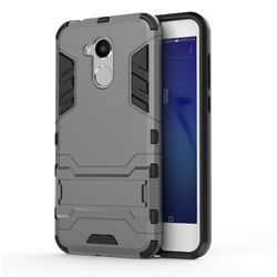 Armor Premium Tactical Grip Kickstand Shockproof Dual Layer Rugged Hard Cover for Huawei Honor 6A - Gray