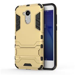 Armor Premium Tactical Grip Kickstand Shockproof Dual Layer Rugged Hard Cover for Huawei Honor 6A - Golden