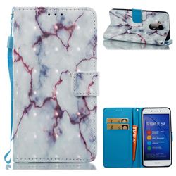 White Purple Marble 3D Painted Leather Wallet Case for Huawei Honor 6A